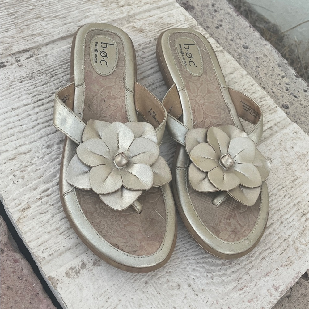 BOC Born Concept Floral Gold Thong Sandals 9 / 40.5